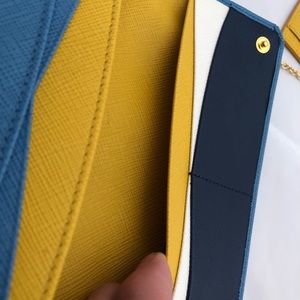PRADA Saffiano Leather Long Wallet Coral Blue